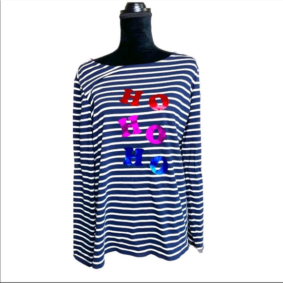 Boden Tops - Boden Breton Ho Ho Ho Holiday Stripe Top